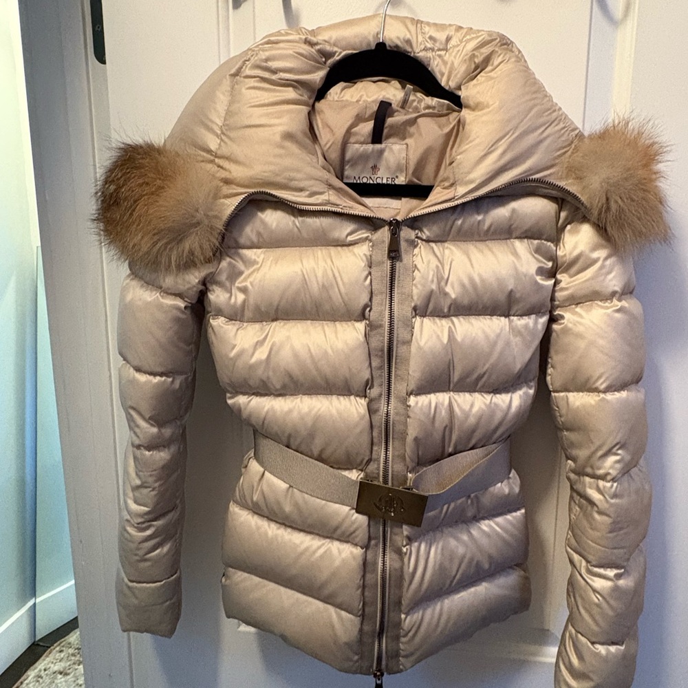 Moncler Women's Tatie Giubbotto Jacket With Fox Fur